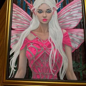 Mystical Fairy Painting in Gold Frame